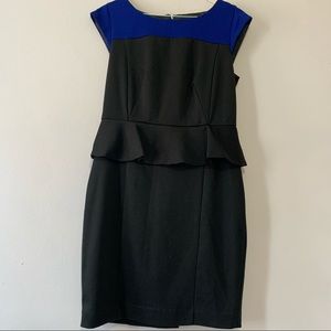 Jones Wear Petite Peplum Dress in Black and Blue